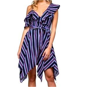 DO+BE NAVY ASYMMETRICAL RUFFLE SHORT DRESS SIZE S